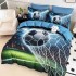 Lenjerie pat dublu, FINET, Imprimeu Digital 5D - Identic cu poza, Cu ELASTIC, 6 piese, Jojo Home, Albastru, Verde, Minge de Fotbal [2]