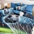 Lenjerie pat dublu, FINET, Imprimeu Digital 5D - Identic cu poza, Cu ELASTIC, 6 piese, Jojo Home, Albastru, Verde, Minge de Fotbal [3]