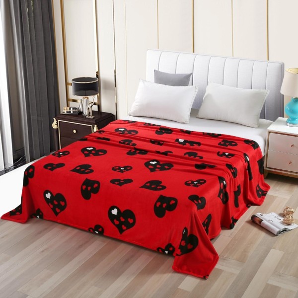 Patura pufoasa cocolino 200x230cm, 240g/mp, Rosu, Inimioare [1]