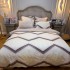 Lenjerie Pat Dublu,  FINET, 6 piese, Crem, Maro, Zig-Zag [2]