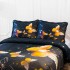 Cuvertura Matlasata, Pat Dublu, 230x250 cm, 3 Piese, Bumbac Finet Satinat, Imprimeu Digital, IDENTIC CU POZA, 2 Fete de Perna 60x80 cm, Negru, Galben, Fluturi [2]