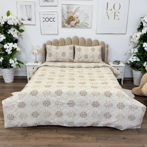 Lenjerie de Pat Dublu, Policoton Ranforsat, 4 piese, Atelier Cumparamisim, Bej, model elegant Lenjerie de Pat Dublu, Policoton Ranforsat, 4 piese, Atelier Cumparamisim, Bej, model elegant