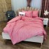 Lenjerie Pat Dublu, Bumbac Ranforce, 4 piese, Atelier Cumparamisim - Lux Suprem, Rafinament Desăvârșit, Confort Regal,Roz, patratele [9]