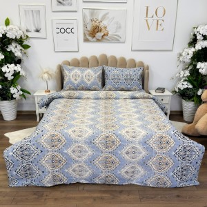 Lenjerie de Pat Dublu, Policoton Ranforsat, 4 piese, Atelier Cumparamisim, Gri albastrui, model clasic Lenjerie de Pat Dublu, Policoton Ranforsat, 4 piese, Atelier Cumparamisim, Gri albastrui, model clasic