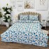 Lenjerie de Pat Dublu, Policoton Ranforsat, 4 piese, Atelier Cumparamisim, Alb, Albastru, flori [3]