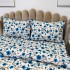 Lenjerie de Pat Dublu, Policoton Ranforsat, 4 piese, Atelier Cumparamisim, Alb, Albastru, flori [6]
