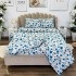 Lenjerie de Pat Dublu, Policoton Ranforsat, 4 piese, Atelier Cumparamisim, Alb, Albastru, flori [7]