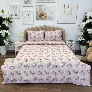 Lenjerie de Pat Dublu, Policoton Ranforsat, 4 piese, Atelier Cumparamisim, Roz, unicorni Lenjerie de Pat Dublu, Policoton Ranforsat, 4 piese, Atelier Cumparamisim, Roz, unicorni