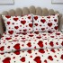 Lenjerie de Pat Dublu, Policoton Ranforsat, 4 piese, Atelier Cumparamisim, Alb, Rosu, inimioare [5]