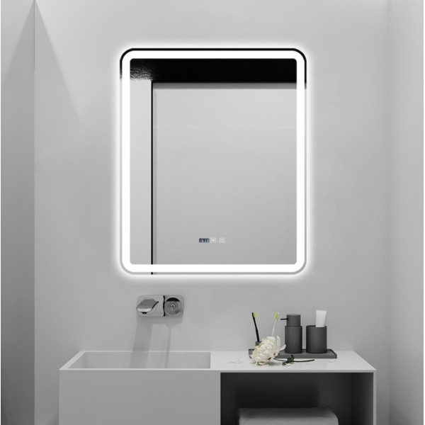 Oglindă de 5 mm fără cupru, bandă luminoasă de 120 de lumini, în trei culori, clasa D, 75x90CM, J169 [1]