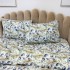 Lenjerie de Pat Dublu, Policoton Ranforsat, 4 piese, Atelier Cumparamisim, Albastru, frunze [4]