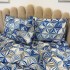 Lenjerie de Pat Dublu, Policoton Ranforsat, 4 piese, Atelier Cumparamisim, Albastru, model elegant [5]
