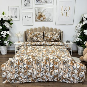 Lenjerie de Pat Dublu, Policoton Ranforsat, 4 piese, Atelier Cumparamisim, Maro, model clasic