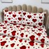 Lenjerie de Pat Dublu, Policoton Ranforsat, 4 piese, Atelier Cumparamisim, Alb, Rosu, inimioare [6]
