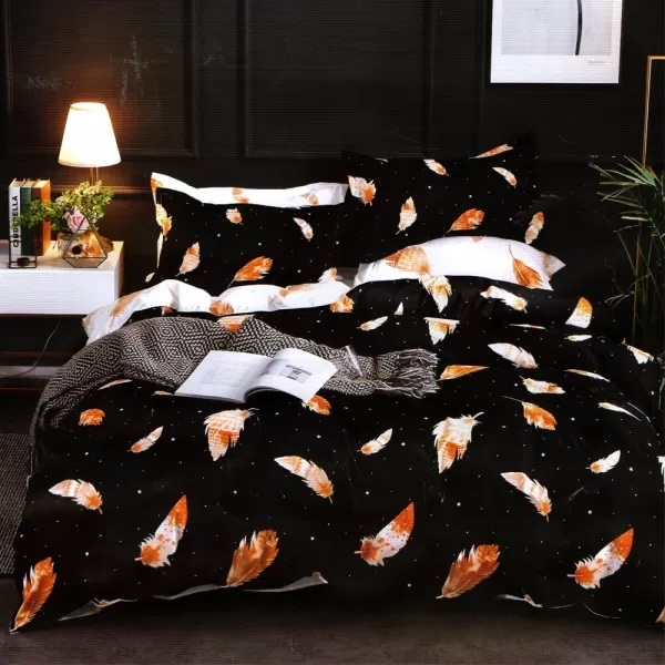 Lenjerie pat dublu, bumbac satinat, cearsaf clasic, 4 piese [1]