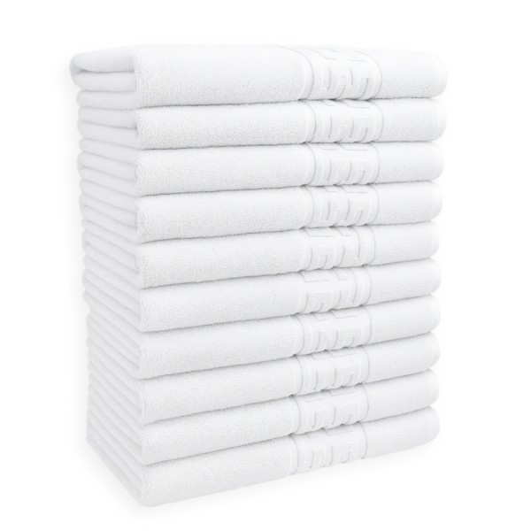 Set 10 Prosoape Mici 30x50 cm, Bumbac Pakistanez 100%, 400 g/m², Alb Imaculat	 [1]