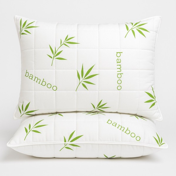 Set 2 perne BAMBOO matlasate, 50x70 cm Alb-Verde, Fabricata in Romania [1]