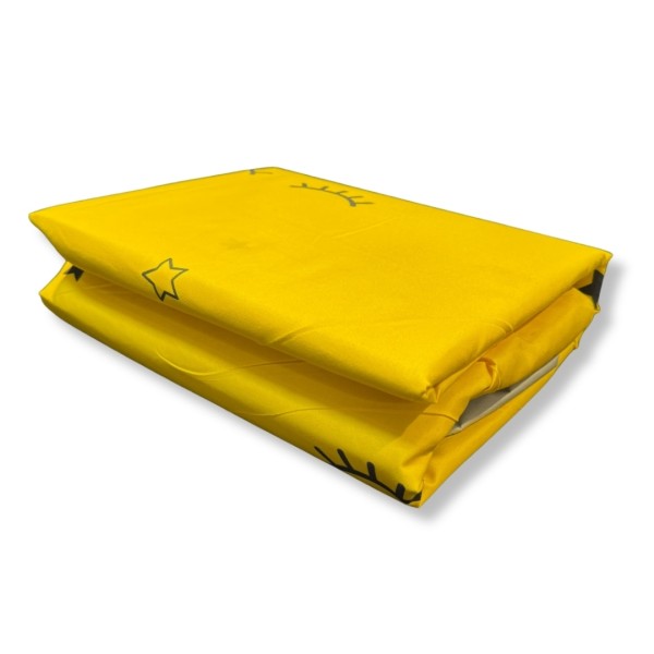 Lenjerie pat dublu , bumbac satinat, cearsaf clasic, 4 piese, Galben, Gene [1]