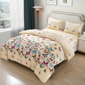 Lenjerie pat dublu, Super Pufoasa COCOLINO, 4 piese, Crem, Fluturi Lenjerie pat dublu, Super Pufoasa COCOLINO, 4 piese, Crem, Fluturi