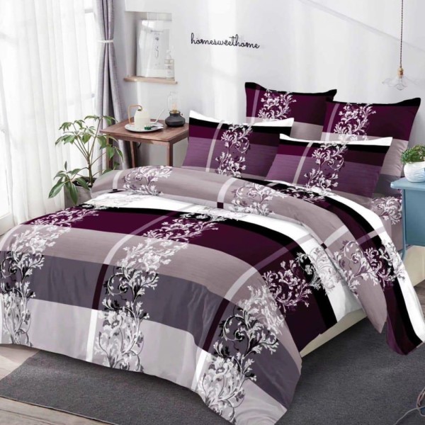 Lenjerie pat dublu (140x200cm, 160x200cm, 180x200cm), FINET, 6 piese, Gri, Grena, elegant [1]