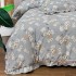 Lenjerie pat dublu,  Finet cu Volanase, CEARSAF CU ELASTIC, 6 piese, Gri, Flori [4]