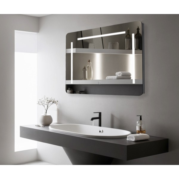 Oglinda LED Dreptunghiulara 80×60 cm, Iluminare 3 Nuanțe, Touch Control & Design Premium, J184 [1]