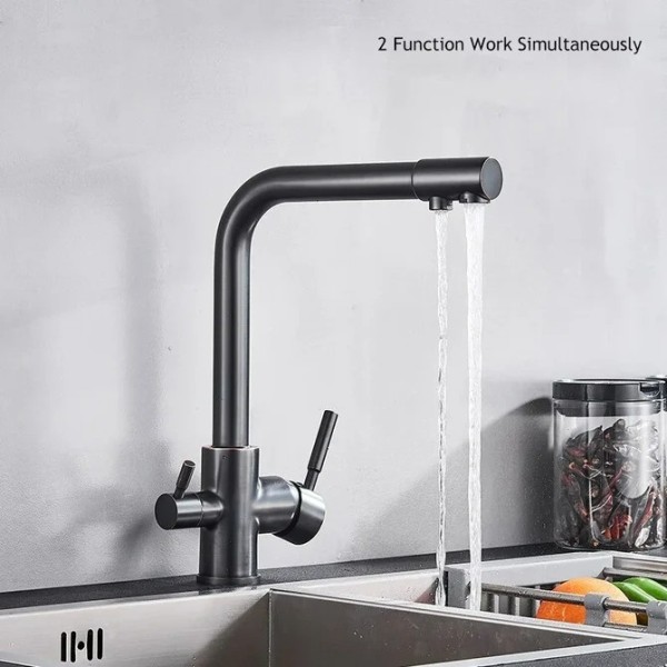 Baterie bucatarie 3 cai, neagru mat – Design Modern și Funcționalitate Superioară, VST64 [1]