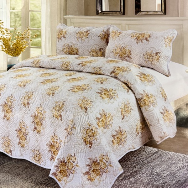 Cuvertură Pat Dublu, 3 Piese, Bumbac 100% Imprimat – Calitate Premium, cu Imprimeu Durabil, cod CSA-CV53 [1]