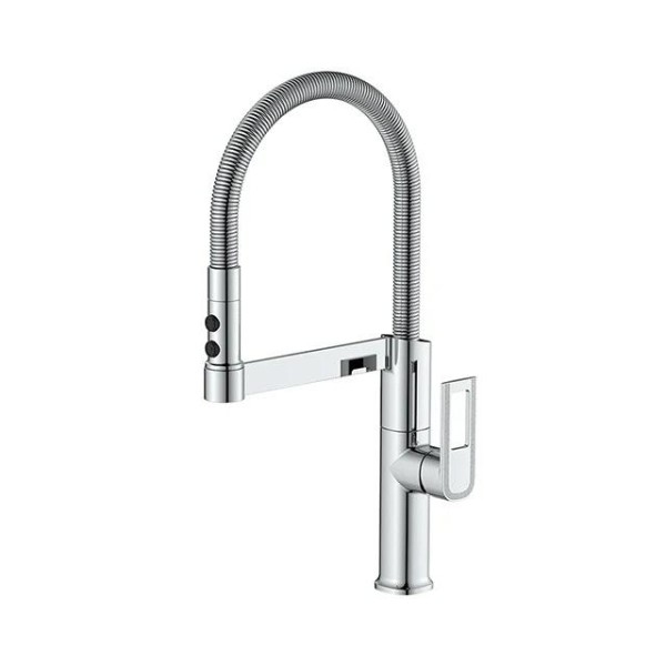 Baterie Bucătărie Argintie, 49 cm, Cu Duș Extractibil și Rotire 360°, VST56 [1]
