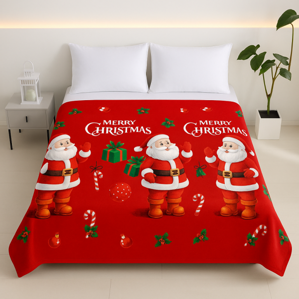 Patura pufoasa cocolino 200x230cm, 240g/mp, Roșu, Moș Craciun [1]