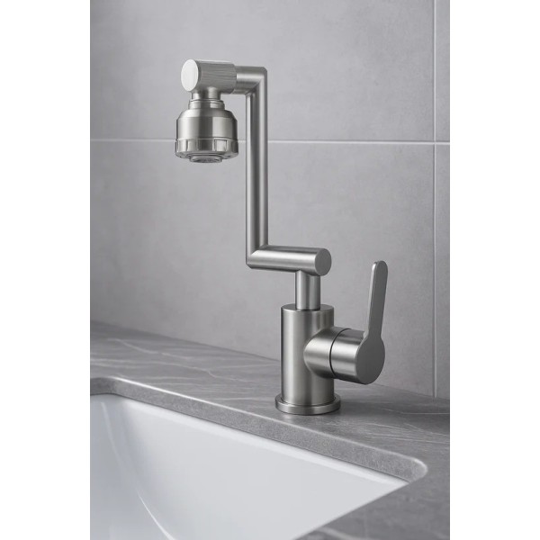 Baterie Chiuvetă Bucătărie Cromată Lucioasă – Design Complex, Rotire Extinsă 360°, VST51 [1]