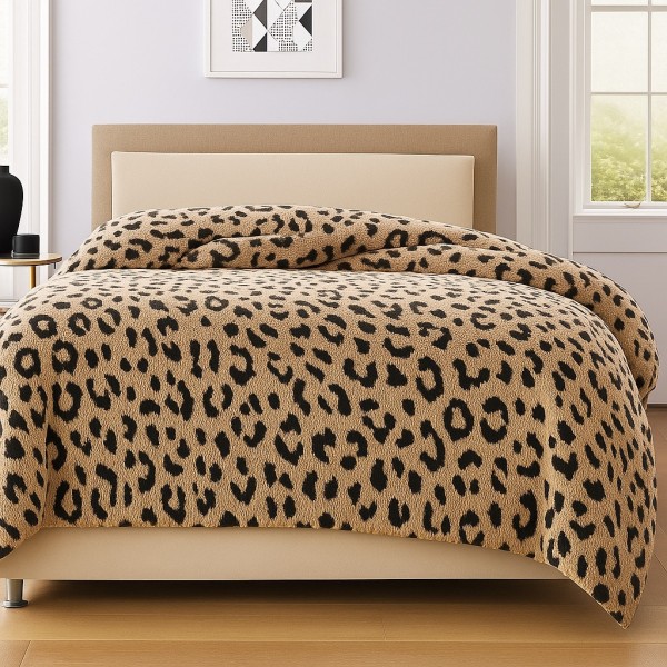   Pătură Cocolino Groasa, 200x230 cm, Leopard, Bej [1]