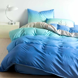 Lenjerie pat dublu cu Elastic (160x200cm si 180x200cm), bumbac satinat, Albastru, degrade Lenjerie pat dublu cu Elastic (160x200cm si 180x200cm), bumbac satinat, Albastru, degrade