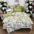 Lenjerie Pat Dublu,  FINET, 6 piese, Verde, Gri, Flori [5]