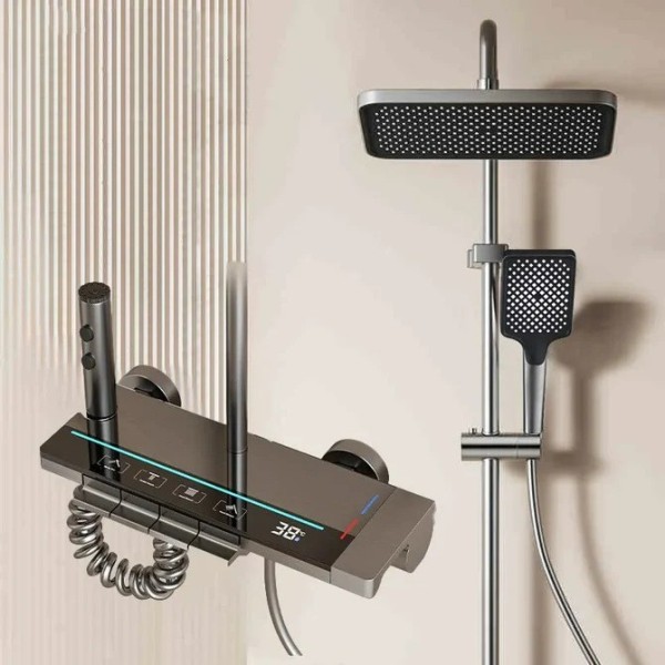 Coloană de Duș SmartLine – Design Antracit cu Afișaj LCD și Iluminare LED [1]