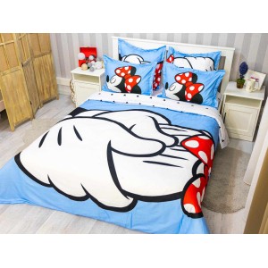 Lenjerie pat dublu (140x200cm, 160x200cm, 180x200cm), FINET, 6 piese, IDENTICA CU POZA, Alb, Bleu, Mickey si Minnie Lenjerie pat dublu (140x200cm, 160x200cm, 180x200cm), FINET, 6 piese, IDENTICA CU POZA, Alb, Bleu, Mickey si Minnie