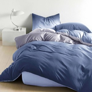 Lenjerie pat dublu cu Elastic (160x200cm si 180x200cm), bumbac satinat, Albastru, degrade Lenjerie pat dublu cu Elastic (160x200cm si 180x200cm), bumbac satinat, Albastru, degrade