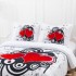 Cuvertura Matlasata, Pat Dublu, 230x250 cm, 3 Piese, Bumbac Finet Satinat, Imprimeu Digital, IDENTIC CU POZA, 2 Fete de Perna 60x80 cm, Alb, Negru, Rosu, Inimioare [2]