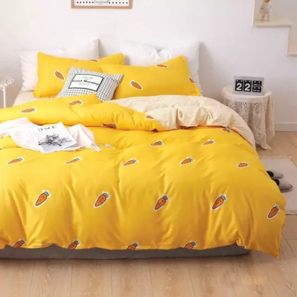 Lenjerie pat dublu, bumbac satinat, cearsaf clasic, 4 piese [1]