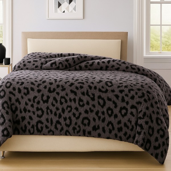   Pătură Cocolino Groasa, 200x230 cm, Leopard, Gri [1]