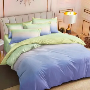 Lenjerie pat dublu (140x200cm, 160x200cm, 180x200cm),  FINET, 6 piese, Bleu, degrade