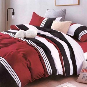 Lenjerie pat dublu, bumbac satinat, cearsaf clasic, 4 piese