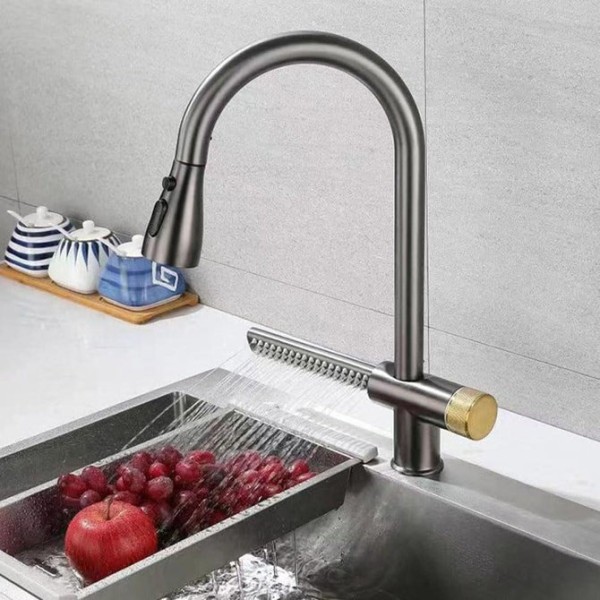 Baterie Bucătărie FlexiJet – Design Modern cu Duș Extractibil și Cascadă VST136 [1]