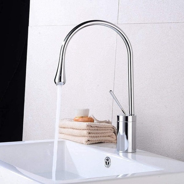 Baterie Lavoar Argintie, Montare pe Blat, Design Modern în Formă de Picătură, VST50 [1]