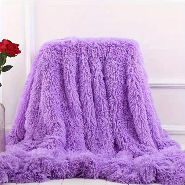 Patura Super Pufoasa CoCoLiNo, FLUFFY, cu blanita, 200x230cm, Lila [1]
