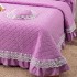 Cuvertura Matlasata, Pat Dublu, Bumbac Finet, 230x250cm, 4 piese, cu Volanase si Dantela Chantilly Alba, Lila [3]