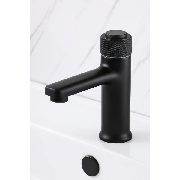 Baterie Baie Neagră Mată cu Buton Tip Apăsare – Design Modern, Finisaj Premium, VST38 [1]