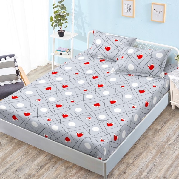 Cearsaf cu elastic, Bumbac FINET, 160x200cm, 2 fete de perne 50x70cm, Gri, Forme Geometrice [1]