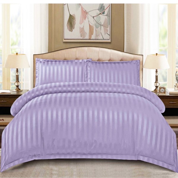 Lenjerie HoReCa, pat dublu, tip Damasc Finetat Deluxe cu Elastic, 4 piese, Lavanda [1]