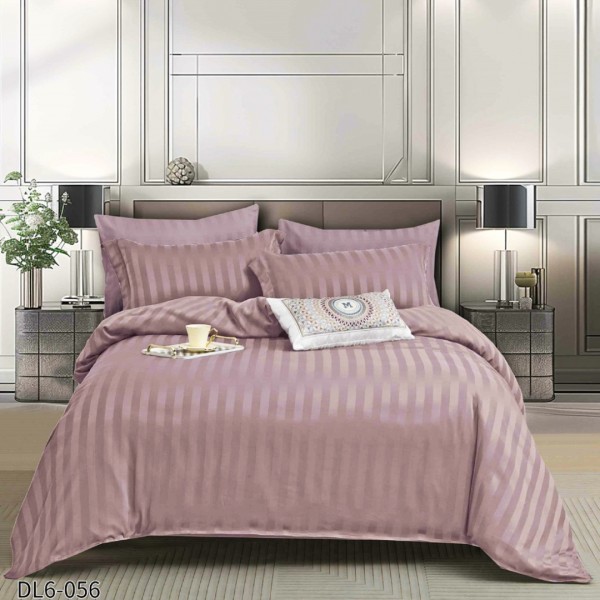 Lenjerie HoReCa, pat dublu, tip Damasc Finetat Deluxe cu Elastic, 6 piese, Lila [1]